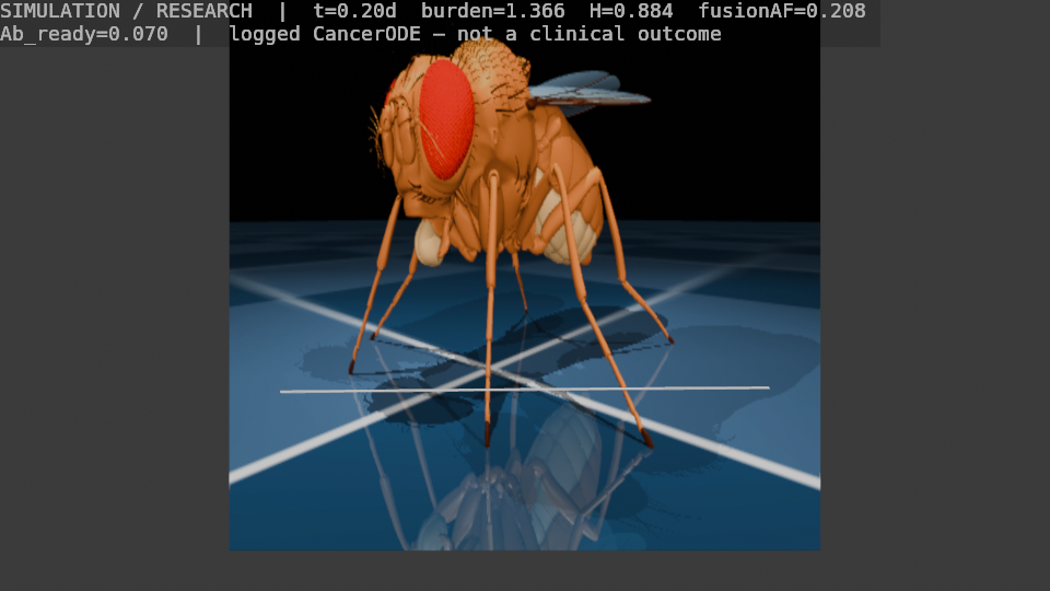 Blender 4.x HUD still stamped SIMULATION / RESEARCH